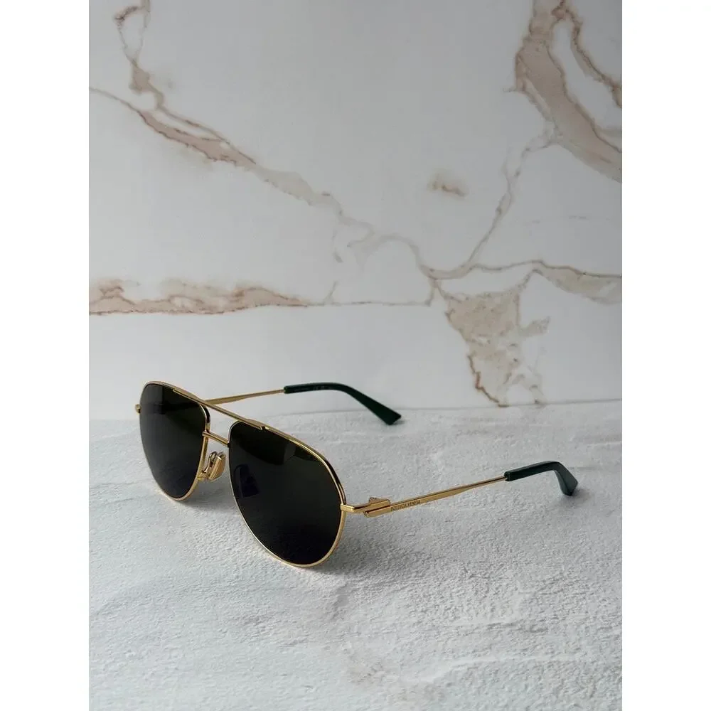 NEW Bottega Veneta BV1302S Gold Green Aviator Sunglasses